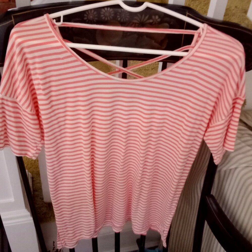 Peach & White Women's Top/M